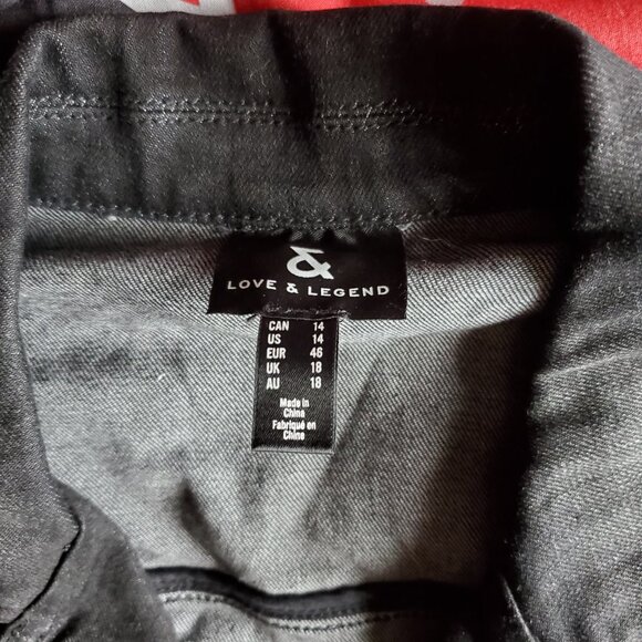 Love & Legend Asymmetrical Dark Denim Moto Jacket, Size 14 EUC - Picture 5 of 6